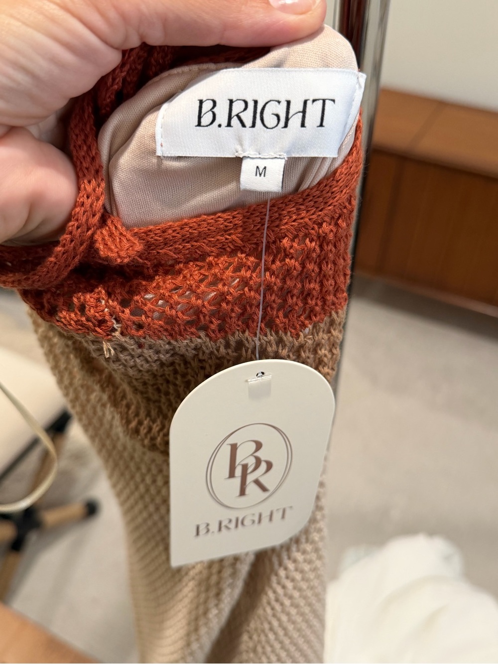 Sleeveless Knit Maxi Dress in Rust and Beige - Picture 6 of 6